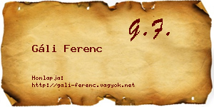 Gáli Ferenc névjegykártya